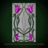 Witraż z tulipanami w stylu art nouveau, kolorowe szkło.