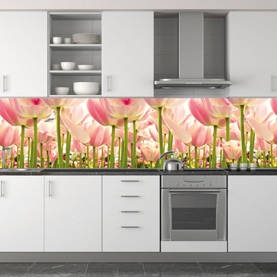 różowe tulipany fototapeta kuchnia