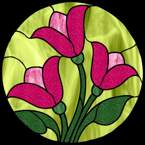 naklejka witrażowa różowe tulipany