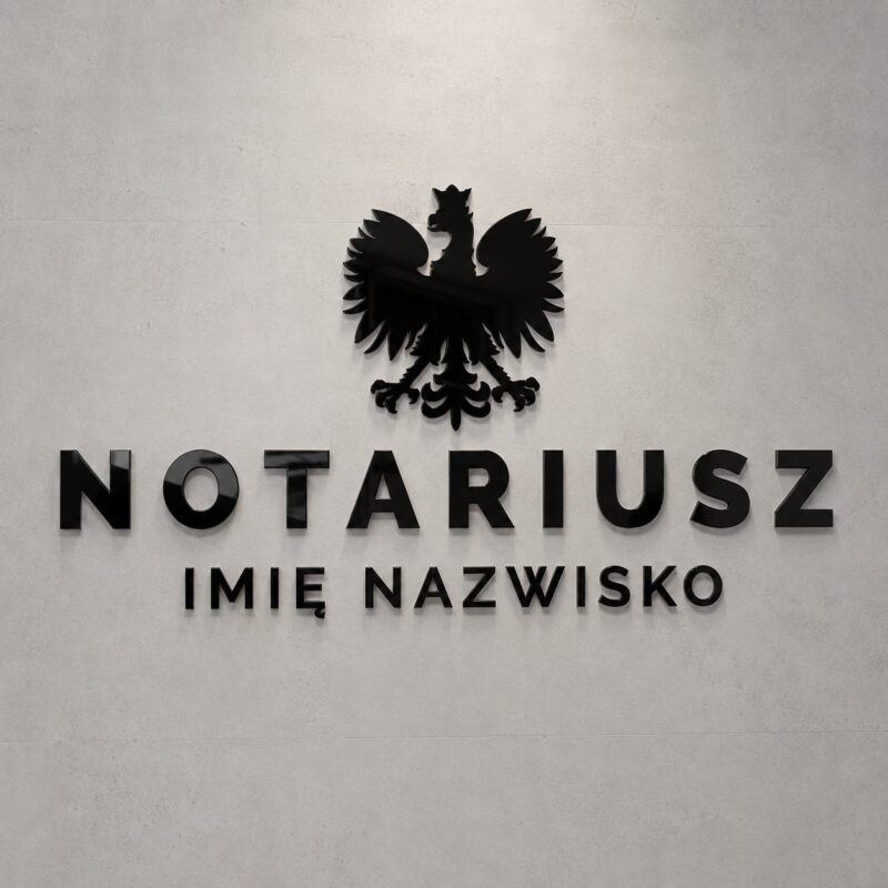 Nowoczesny logotyp kancelarii notarialnej z orłem w koronie.