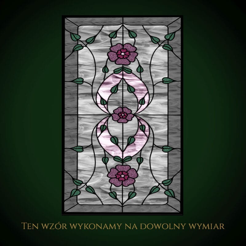 Nowoczesny witraż z kwiatami i liśćmi, dekoracja okienna.
