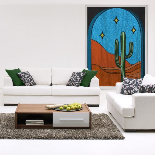 Kolorowa folia witrażowa z kaktusem